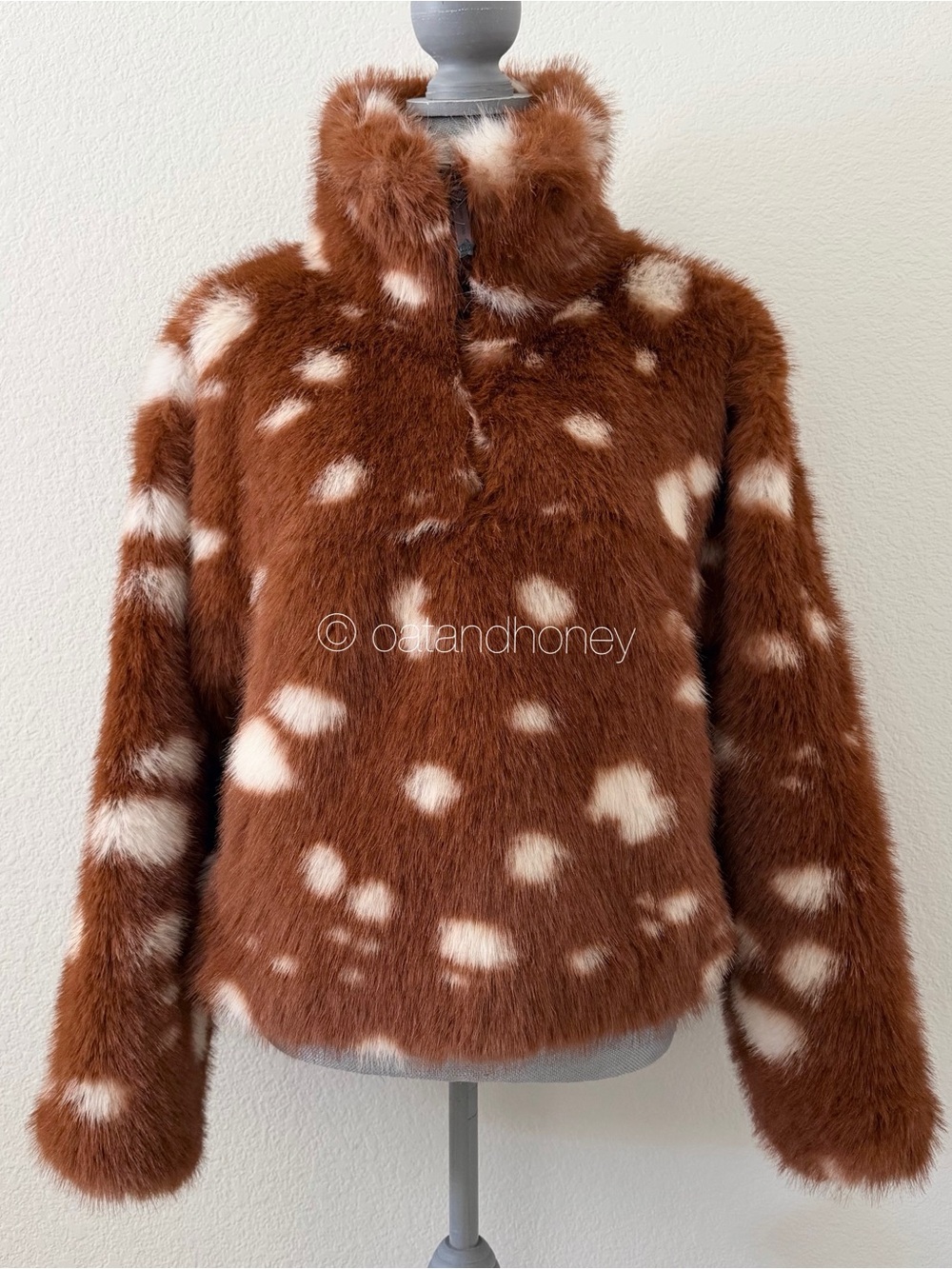 Gap x Sandy Liang Spotted Vegan Fur Half-Zip Pullover
